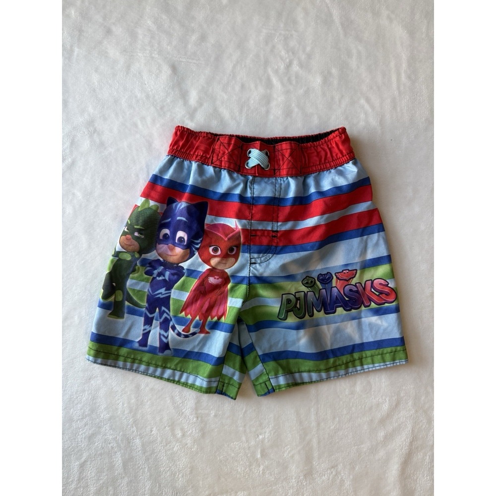 PJ Masks Multicolored‎ Toddler Boy Swim Trunks Striped Summer Shorts Size 3T